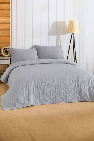 Formeya Gri Çift Kişilik Pike Çok Amaçlı Yatak Örtüsü Gri