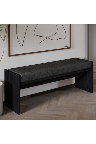 Pearl Bench Modern Tasarım Antre, Mutfak, Yatak Odası, Balkon Oturma Bankı, Kolay Kurulum Ahşap Siyah
