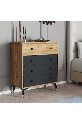 Moxen Mobilya S15 Çam- Antrasit Şifonyer