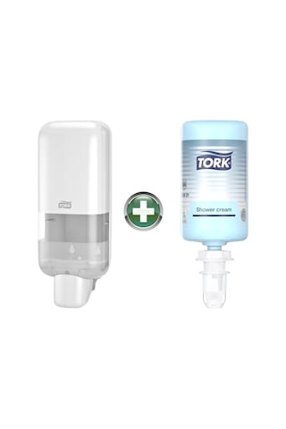 Tork S4 Beyaz Sabun Ve Dezenfektan Dispenseri 564500 + 1 L El, Saç Ve Vücut Sıvı Sabunu Hediyeli
