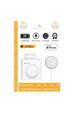 Şarjadaptörü 15w Hızlı Şarj Adaptörü Magsafe Mıknatıslı Typec Beyaz Wireless Charger Adaptör