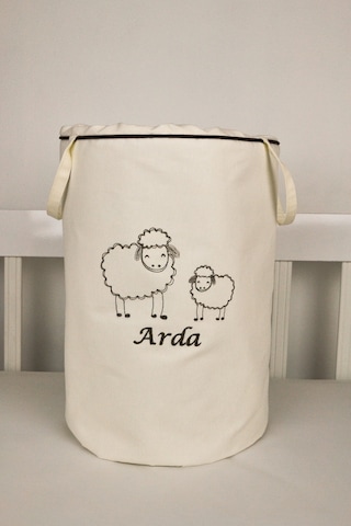 HS Hometex Annesinin Kuzusu Nakışlı Bez Kirli ve Oyuncak Sepeti