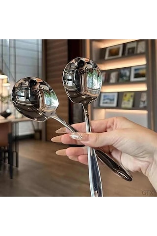 Youmex Paslanmaz Çelik Servis Kaşığı - Geleneksel Ve Isıya Dayanıklı, Salata Ve Isıklı Yemekler İçin, Gümüş Rengi, 1 Adet Gümüş