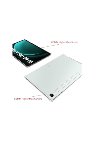 Samsung Galaxy Tab S9 Fe 10.9 Inç Uyumlu Kılıf Şeffaf Köşe Korumalı Darbeye Dayanıklı Tablet Kapak Arka Kapak