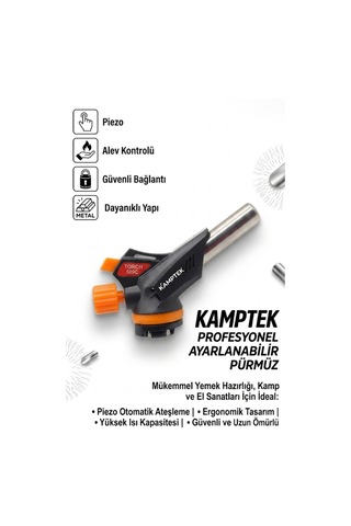 Kamp Mangal Ateş Başlatıcı Profesyonel Pürmüz Başlık Kamp Çakmağı Bütün Kamp Gazları İle Uyumlu Pro Turuncu