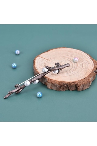 Vintage İnci Erik Çiçeği Dalı Broşlar İğneler Zarif Buket Broş BRONZ