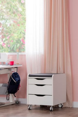 Creo Mobili Çekmeceli Tekerlekli Sirius Keson, Oturulabilir Ofis Ve Ev Komodini, Ekru/gri