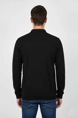 Dynamo Erkek Polo Yaka Cepli Selanik Sweatshirt Regular Kalıp Bgl-st04923 Siyah