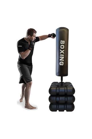 Devrilmez Ayaklı Büyük Boks Vurma Standı 178 CM Siyah