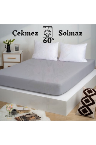 Home Premium Lastikli Çarşaf Yüksek Yataklara Özel 40cm Yükseklik Penye %100 Pamuk 150gr/m2 Oeko Tex Açık Gri