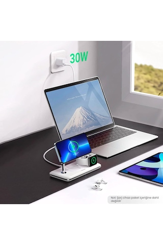 Ugreen 3 Ü 1 Arada Apple Uyumlu iPhone Airpods iOS Watch Magsafe 25w Kablosuz Şarj Cihazı Stand