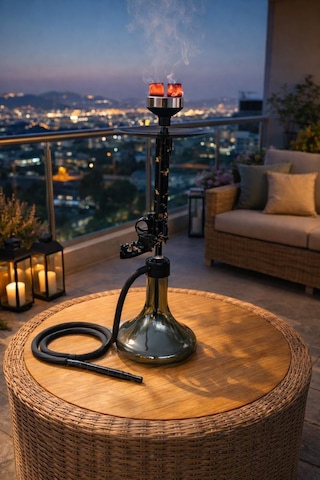 Modern Nargile Takımı 60 Cm Cam Şişe Siyah Gövde Balkon & Teras Keyfi Yüksek Performans