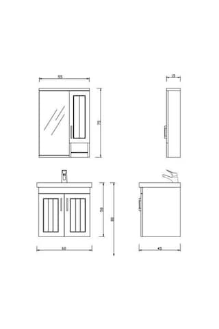 Denko Lotus 60 Cm Mdf Lake Banyo Dolabı Takımı + Boy Dolabı Beyaz