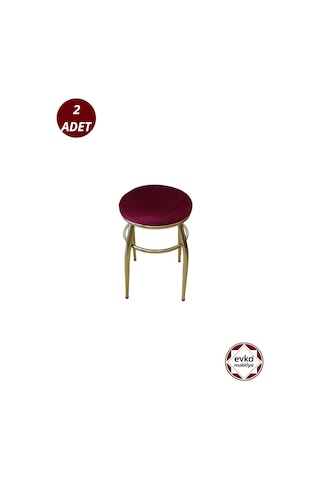 Evko Mobilya Tabure, Bar Taburesi, 2'li Tabure, Gold Ayaklı-kırmı