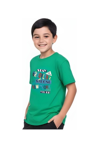 Panios Kids Brooklyn Strong Baskılı Erkek Çocuk Kısa Kollu T-shirt Yeşil