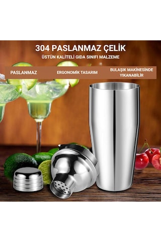 Coofbe Profesyonel Paslanmaz Çelik 750ml 6 Parça Kokteyl Seti Kokteyl Hazırlama Bar Shaker Seti