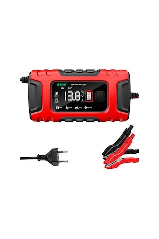 Tenfowee Akıllı 12v/24v 10a Şarj Cihazı - Kurşun Asit Ve Lityum Pil Şarjı İçin Çok Fonksiyonlu Ekranlı Model