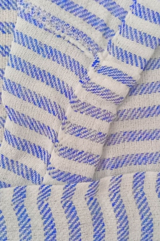 Kapşonlu Unisex Peştemal Plaj Bornozu %100 Pamuklu Seaside Stripe Mavi
