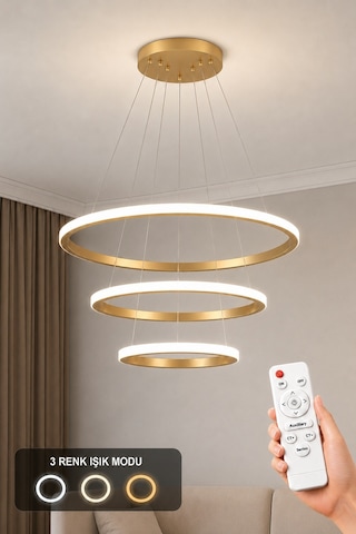 Rizon 3 Lü Led Sarkıt Avize 3 Renk Kumandalı Eskitme