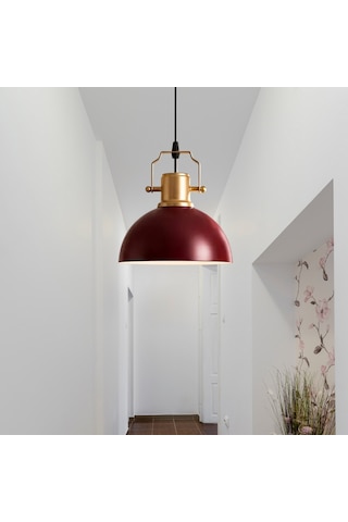 Haus Minimal Gold Detaylı Metal Wine Red Sarkıt Küçük Alanlara Uygun Mutfak Koridor Avize Kırmızı