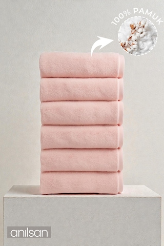 6'lı Pudra El Havlusu - 50x90 Cm, 225 Gr, %100 Pamuk, Spa Ve Otel Havlusu, Günlük Kullanıma Uygun Pudra
