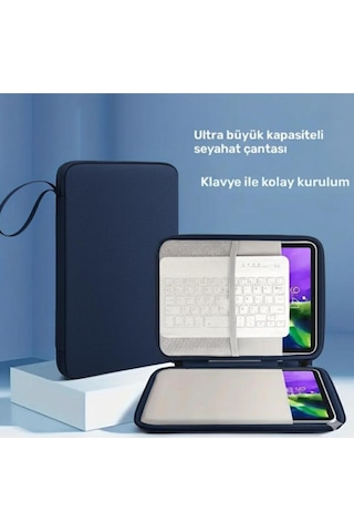Bölmeli Tablet Ve Notebook İçin Dayanıklı Koruma Kılıfı Taşınabilir Çanta Lacivert