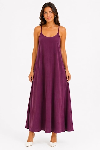 Elora Atelier Mürdüm Askılı Salaş Maxi Elbise Çok Renkli