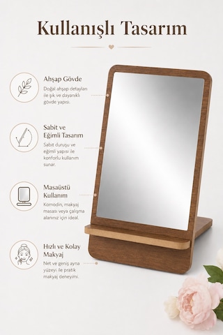 Masa Makyaj Aynası Kahverengi - Kahverengi