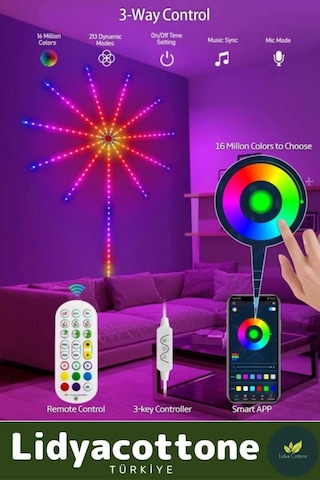 Led Duvar Lambası Telefon Uygulama Kumanda Akıllı Aydınlatma Salon Ev Yatak Odası Gamer Rgb Firework Diğer
