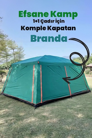 - 1 Oda + 1 Salon Çadır İçin Komple Kapalı Branda Sadece Branda - Yeşil Yeşil