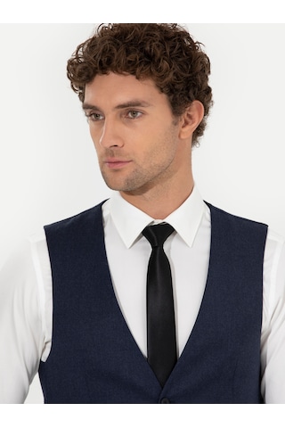 Cacharel Lacivert Slim Fit Yün Karışımlı Yelek