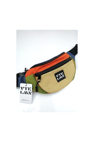 Vatkalimon Unisex Renkli Krem Omuz ve Bel Çantası