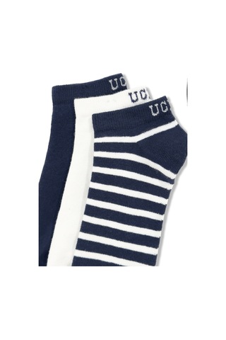 Ucla Lıoren 3'lü Lacivert Kısa Jakarlı Pamuk Standard Fit Unisex Çorap
