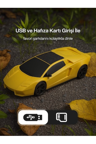 Yeni Nesil Araba Modelli Bluetooth Hoparlör I Usb Girişli I Hafıza Kartlı I Type-c Şarj Girişli