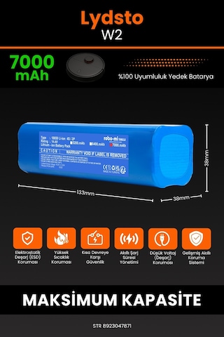 Lydsto W2 Uyumlu 7000 Mah Robot Süpürge Bataryası