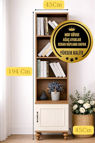 Nefes Komodin Ve Kitaplık Set Aytaşı Renk Mdf Gürgen Ağacı Ayaklar Diğer