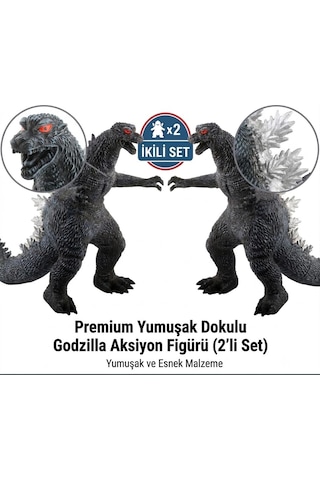2'li Godzilla Aksiyon Figürü Seti 20 Cm Yumuşak Dokulu Karakter Oyuncak Çocuklara Özel Hediye 2 Adet