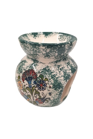 Motifli Seramik Buhurdanlık Yeşil