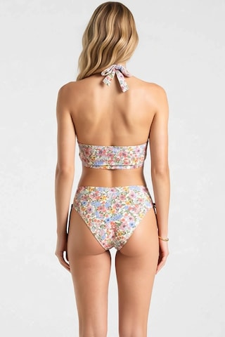 Benerly Kadın Bikini Takımı Bağlamalı Üçgen Yaka Çiçek Desenli Drapeli Ay Çok Renkli