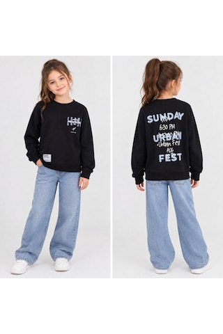 Fidekids Kız Çocuk Sweatshirt Uzun Kollu SiYAH