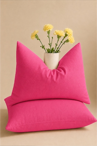 Fuşya Renkli Pamuklu Ranforce Kumaş Kapaklı Yastık Kılıfı 2 Adet 50x70 Cm