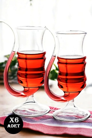 6'lı Pipetli Cocktail Bardak Çizgili Düz Kokteyl Coupes Vaso Borosilikat Bardak Seti