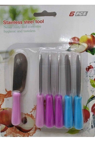 Stainless Steel 6 Adet Tereyağ,reçel,çikolata Sürme Bıçağı D-raf Çok Renkli