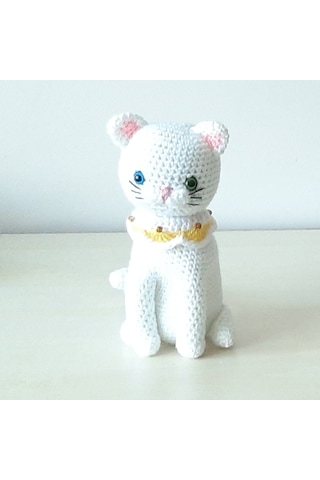 Amigurumi Örgü Oyuncak Kedi Beyaz Van Kedisi Beyaz
