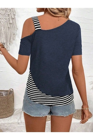 Kadın Kısa Kollu Omuzdan Askılı Viskon Bluz Karışık