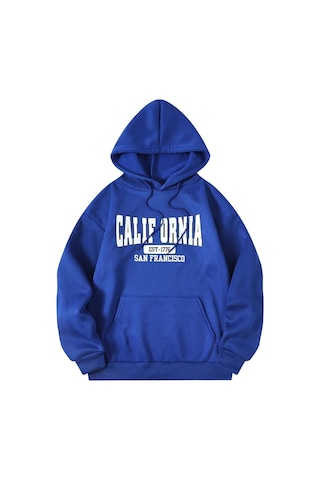 Uyguntarz Unisex California Baskılı Sweatshirt Mavi