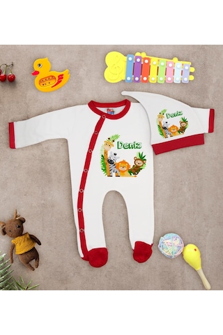Bk Kids Kişiye Özel Bebek Kıyafeti, Bebek Giyim Hediyesi, Tulum Zıbın Ve Kukuletalı Şapka Seti-20 Çok Renkli