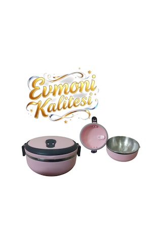 Beslenme Taşıma Kabı Sefer Tası Paslanmaz Çelik İç Kaplama Sızdırmaz Kilitli Kapak 500 Ml Pembe