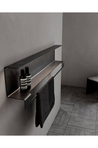 Gkd Paslanmaz Çelik Banyo Rafı Havlu Askılı , Duvara Monte Banyo Organizatörü Siyah