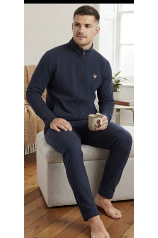 Erse %100 Pamuk Selanik Örme Uzun Kol Mont Eşofman-pijama Takımı Kışlık - 9005705838164 Lacivert